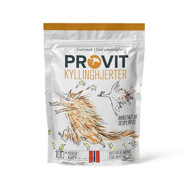 Provit frysetørkede kattegodbiter er laget av 100% norske råvarer uten tilsetningsstoffer. Sunne, smakfulle og perfekte som belønning eller tilleggsfor.