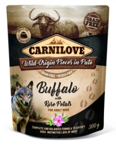 Carnilove Dog Adult Buffalo with Rose Petals Paté 300 g
Kornfritt våtfôr med høyt kjøttinnhold og nydelig smak av bøffel! Fôret fungerer som fullfôr eller som kompletterende fôr. For voksne hunder av alle raser.

