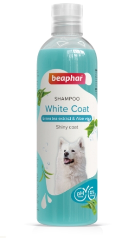 Beaphar Sjampo Hvit pels er en mild pH-nøytral sjampo spesielt formulert for alle hvite og lyshårede hunder.