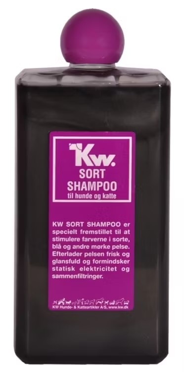 KW Sort sjampo er spesielt utviklet for å fremheve fargene i sorte, blå og andre mørk-fargede pelser.
Etterlater pelsen frisk og glansfull.