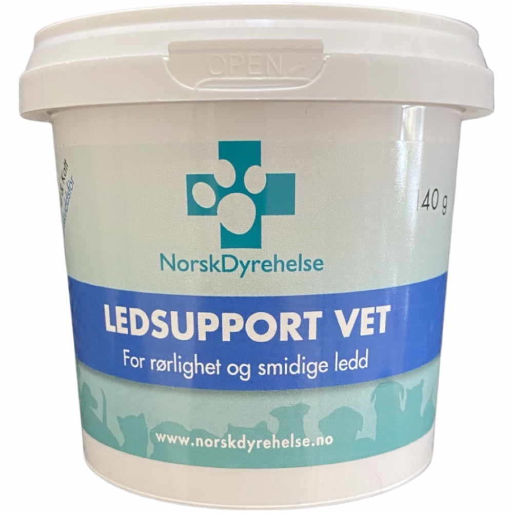 Led Support Vet fra Norsk Dyrehelse er et kraftfullt kosttilskudd  for hund og katt. For rørlighet og smidige ledd.