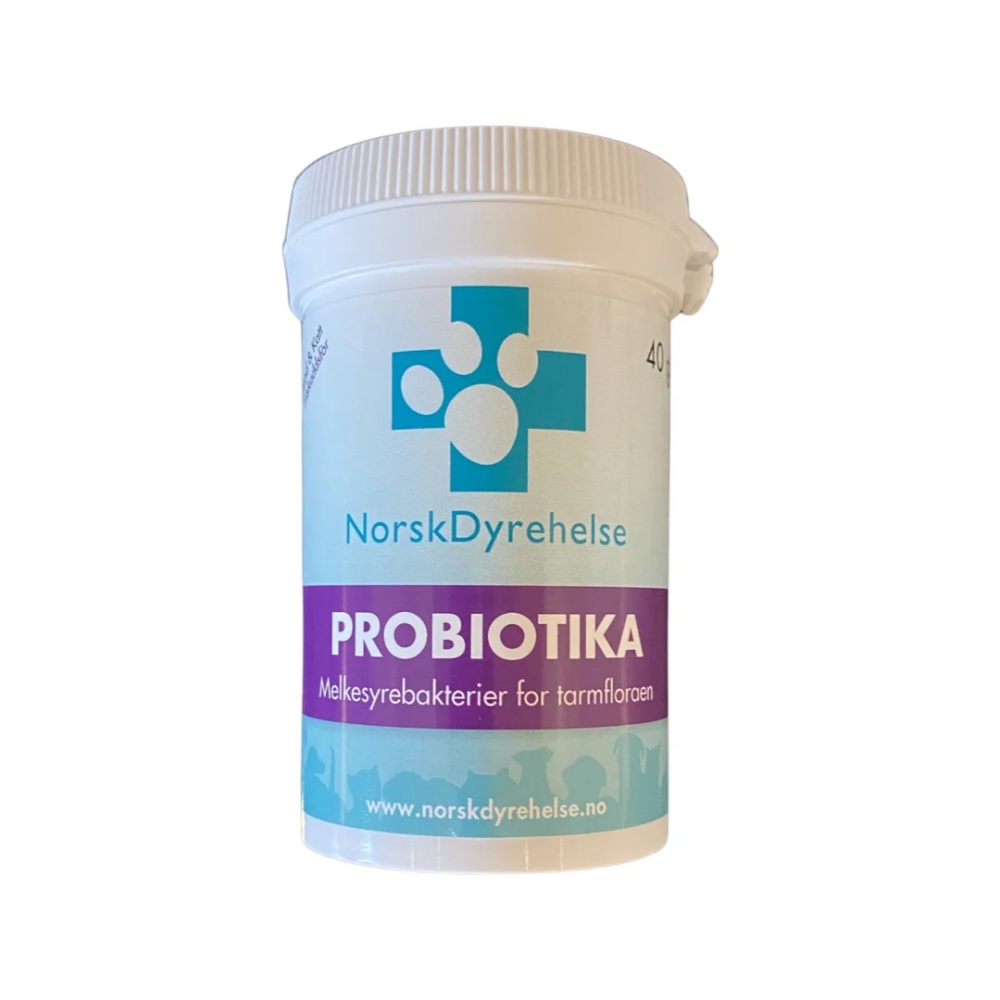 Norsk Dyrehelse Probiotika består av melkesyrebakterier og kan virke på flere typer plager.