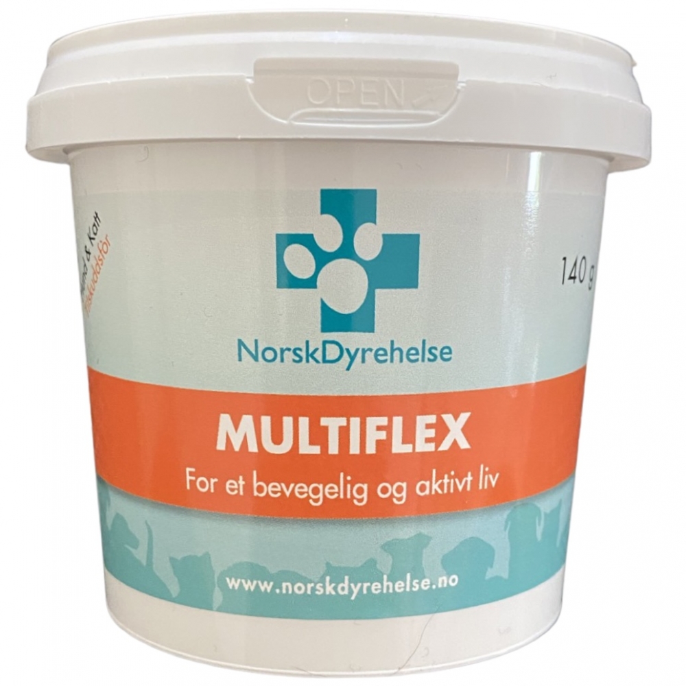 Multiflex fra Norsk Dyrehelse er et tilskuddsfòr som inneholder en spesialblanding med verdifulle næringsstoffer som kan være bra for en god leddhelse på lang sikt. 