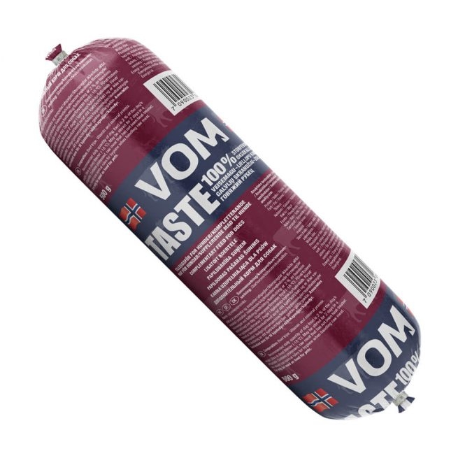 TASTE 100% Storfevom 500g pølser. Vil du gi hunden noe ekstra godt er storfevom et godt valg. Hundene elsker dette produktet som utelukkende lages av ren, kvernet storfevom. Denne varianten har en sterkere lukt enn våre andre og en gråbrun farge.